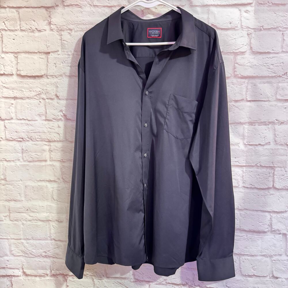 UNTUCKit Dark Navy blue Men’s button up shirt long sleeved sz XXXL Nylon blend